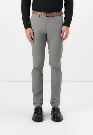 TOM TAILOR DENIM SLIM WITH BELT - Chino - castlerock grey