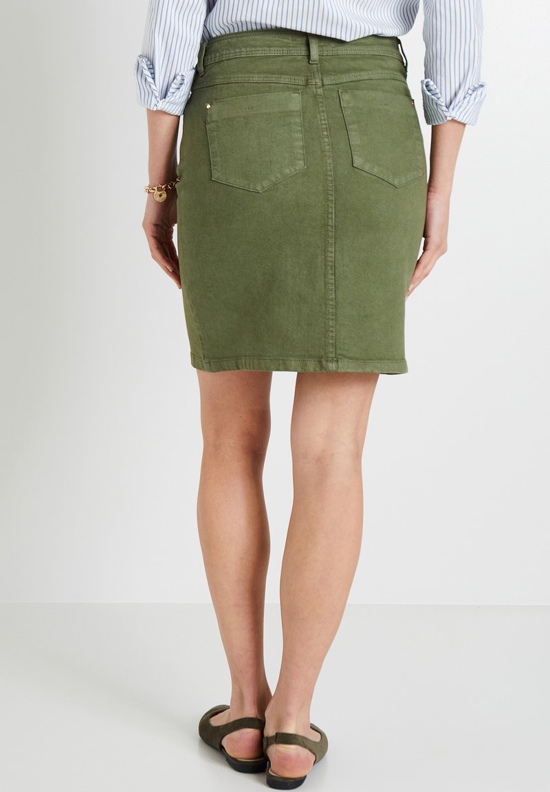Jupe Camaïeu Taille 42 Vert Kaki - 2 Poches, Environ 41 Cm, Occasion Très Bon état