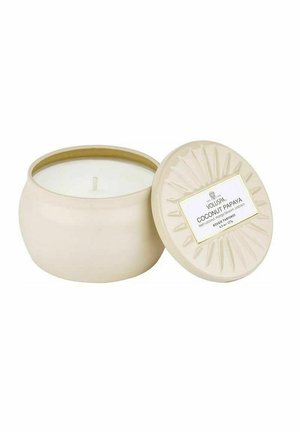 VOLUSPA DECORATIVE TIN CANDLE COCONUT PAPAYA 127G - Tuoksukynttilä - white
