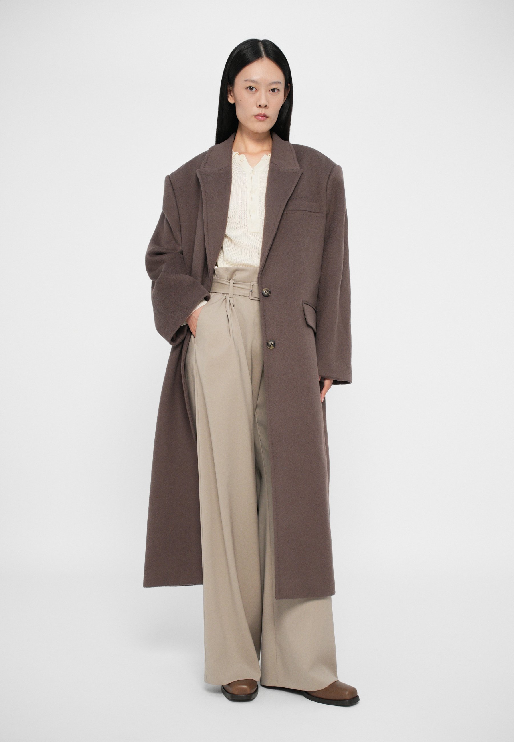 ジャケット・アウター remer WOOL OVERSIZE LONG COAT 3way REMAIN LONG COAT - Classic coat - dark brown - Zalando.co.uk