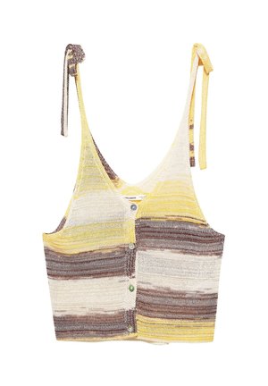 PULL&BEAR, SPACE-DYE CUTWORK WITH TIES - TOP - Débardeur - yellow