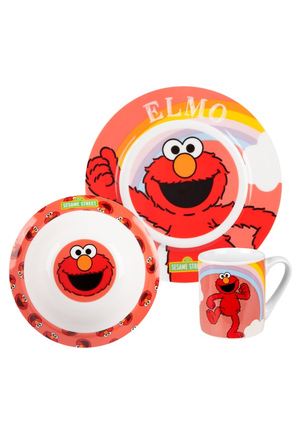FRÜHSTÜCKSSET - ELMO GESCHIRR SET 3-TLG TELL - Kinder Geschirrset - rot
