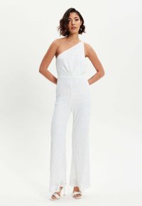 Liquorish SEQUIN ONE SHOULDER  - Jumpsuit - white