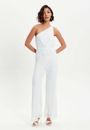 Liquorish SEQUIN ONE SHOULDER  - Jumpsuit - white