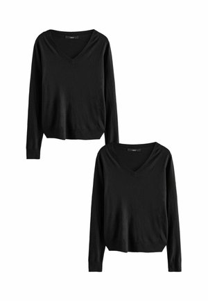 V-NECK 2 PACK - Pullover - black