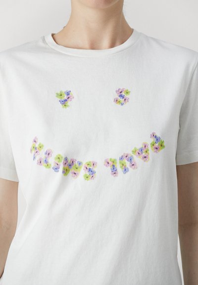 PS Paul Smith WOMENS FLORAL HAPPY - T-shirt print - white