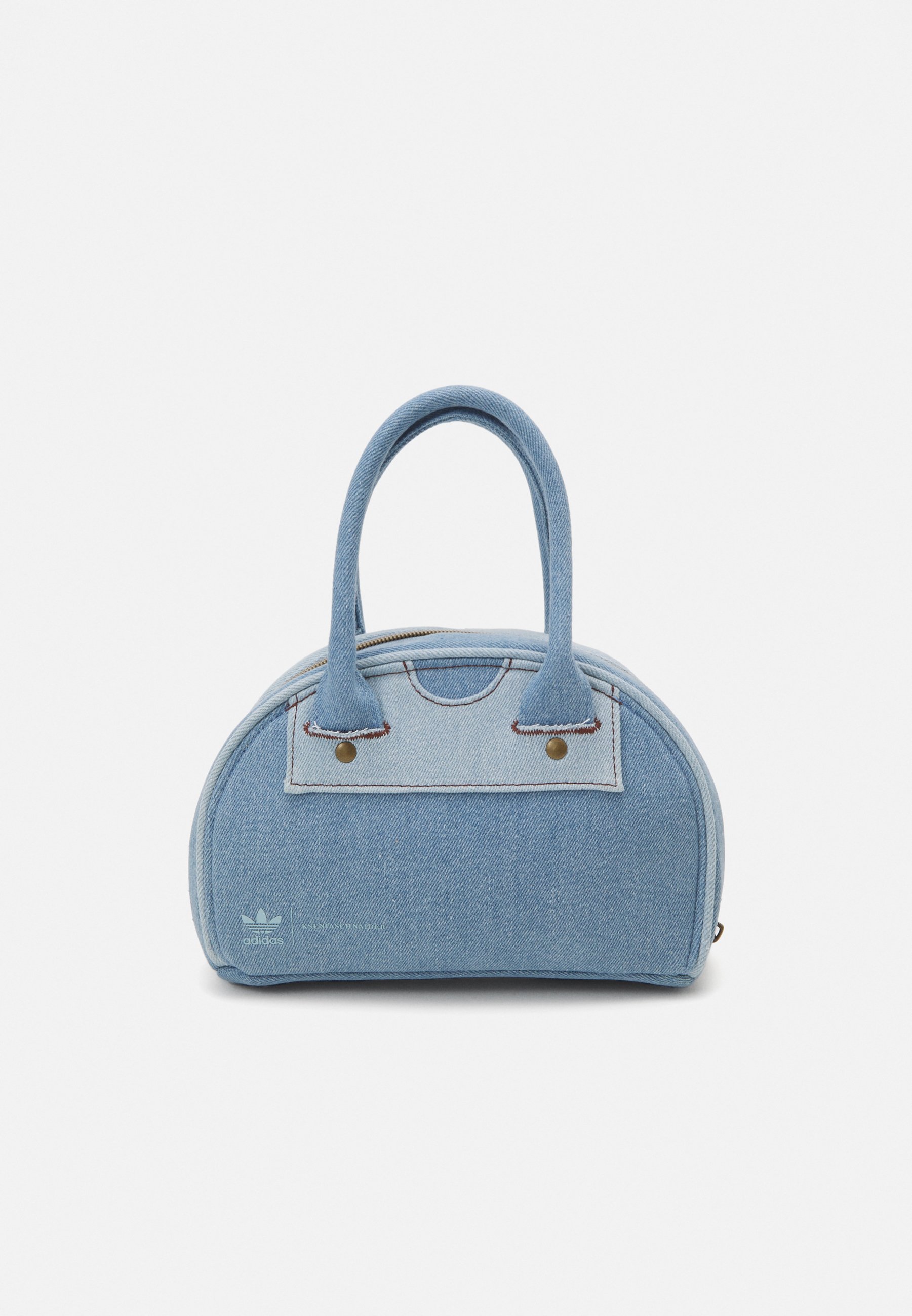 Chala Handbag Bowling Tote – Large Pleather Bag With Detachable Bee Key Fob, Indigo Blue - View #7
