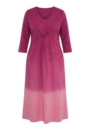 Ulla Popken, OMBRE TWIST 3/4 SLEEVE KNIT EMPIRE WAIST A-LINE POCKET DRESS - Jersey dress - mauve