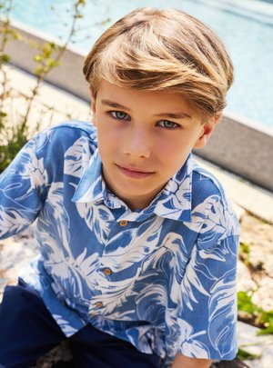 Terranova, CAMICIA MANICHE CORTE CON STAMPA FOGLIE - Camicia - var blu jeans