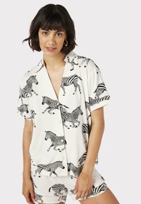 Chelsea Peers ZEBRA PRINT V-NECK BUTTON UP - Pyjama - white