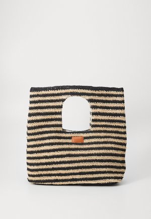 STRIPE BASKET BAG - Beach accessory - natural/black