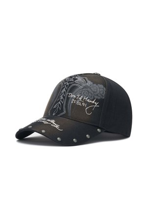 Ed Hardy, UNISEX STORMING ROSE WASHED 5 PANEL TRUCKER  CAP - Cappellino - black