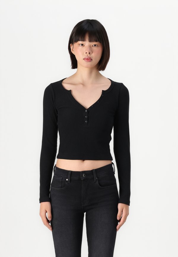 Cozy Ribbed Seamless Fabric Icon Henley - Long sleeved top