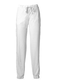Vita sweatpants med resårmidja, justerbar dragsko och elastiska muddar. Tillverkade av mjukt, strukturerat tyg med sidofickor.