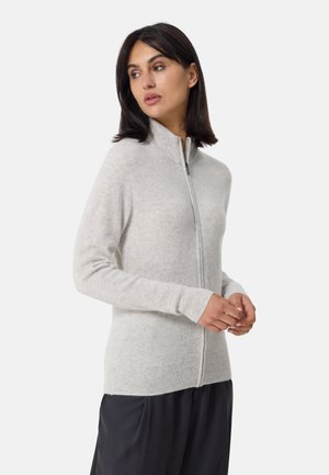 MIT REISSVERSCHLUSS - Strickjacke - hellgrau melange