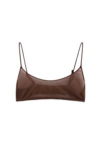 Brun mesh bralette med tynde justerbare stropper, et sømløst design og blød, let tekstur for komfort.