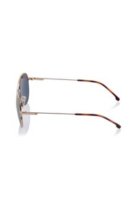 Sonnenbrille mit Metallrahmen und Verlaufsgläsern, schmalen Bügeln und Schildpatt-Akzenten; verfügt über verstellbare Nasenpolster für zusätzlichen Komfort.