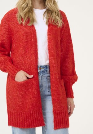 Cardigan - mottled dark red