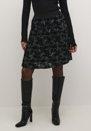 A-snit nederdel - black dark silver sequin