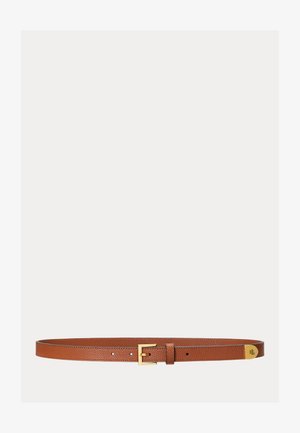Lauren Ralph Lauren PEBBLED LEATHER SKINNY BELT - Pas - brown