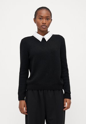 ONLCLARA COLLAR MIX - Striktrøje - black/white