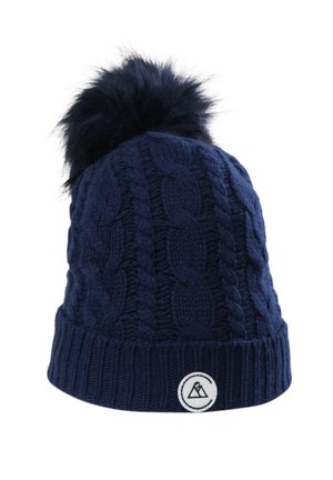 MIT ZOPFMUSTER UND BOMMEL - Berretto - marine blau
