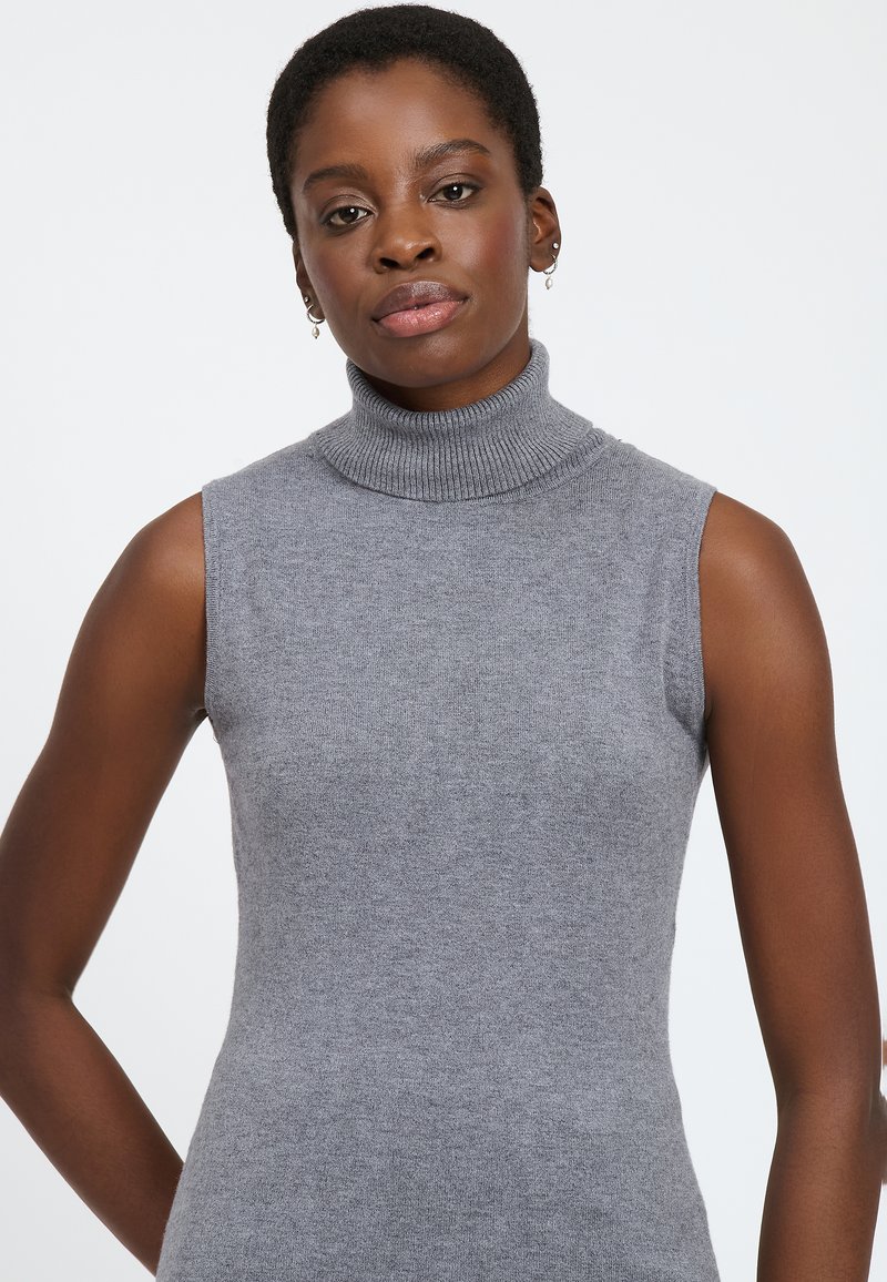 Gilet In Cashmere Donna Autunno E Inverno Senza Maniche Dolcevita Plus Size Bottoming Shirt 100% Lana Maglia Gilet, Caramello, L - Foto 13