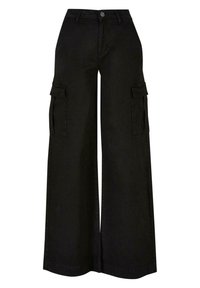 WIDE LEG TWILL - Reisitaskuhousut - black