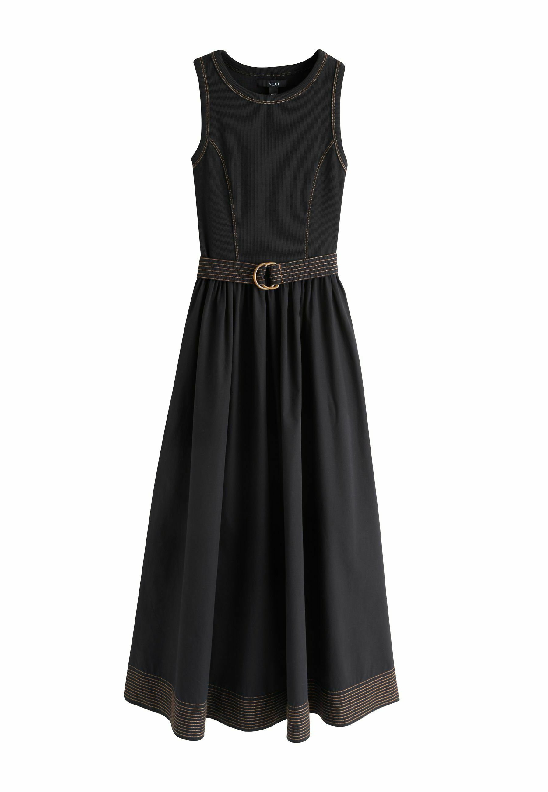 Next REGULAR FIT - 2 IN 1 WOVEN MIX BELTED MIDI DRESS . - Rochie