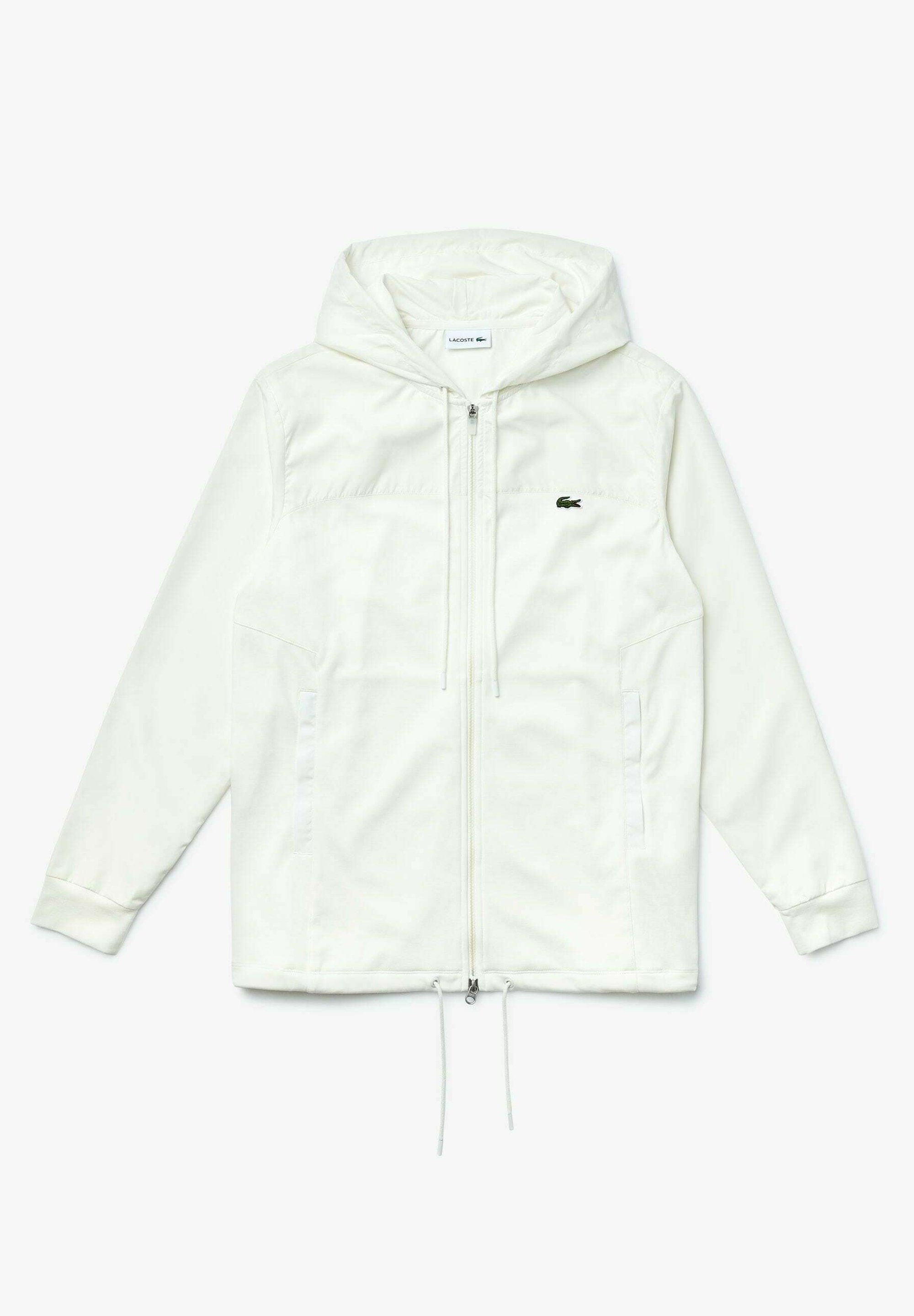 white zip up windbreaker