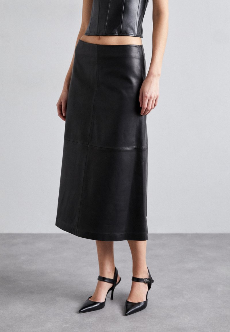 STUDIO ID MIDI SKIRT - A-vonalú szoknya - black