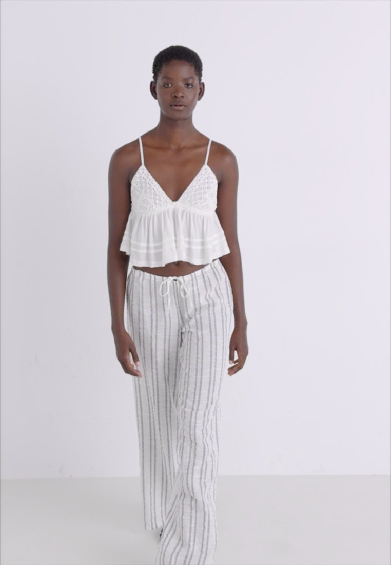 BDG Urban Outfitters WIDE LEG PANT - Broek - ecru stripe/crème - Zalando.nl
