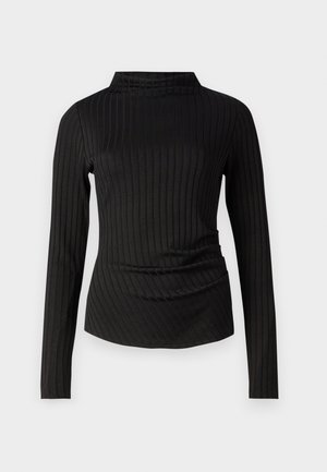 Good American VICTORIAN FUNNEL NECK - Pikkade varrukatega topp - black