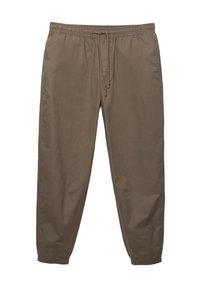 Bruine, lichtgewicht joggerpants met een elastische tailleband en een verstelbare trekkoord. Tapered pijpen met elastische boorden bij de enkels.