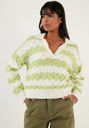 LELA Polo - ecru/green
