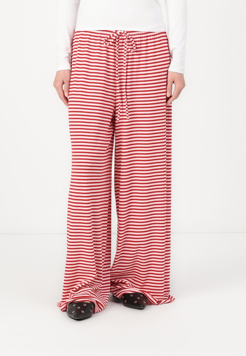 Gina Tricot STRIPED SOFT TROUSERS - Nadrágok - white/red