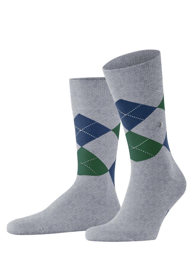Burlington KING RAUTENMUSTER LOGOEMBLEM - Calcetines - hellgrau/grün/blau