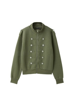 Stradivarius, METAL BUTTON ZIP-UP SWEATSHIRT - Blouson Bomber - khaki