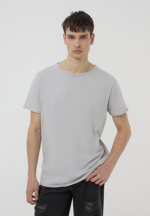 Terranova RAW CUT IN SLUB FABRIC - T-shirt basic - grigio cemento