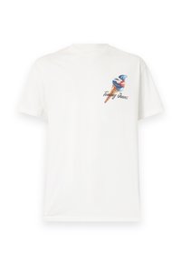 Hvid bomulds t-shirt med et farverigt isvaffel grafik og teksten "Tommy Jeans" på venstre brystområde. Løs pasform, korte ærmer.