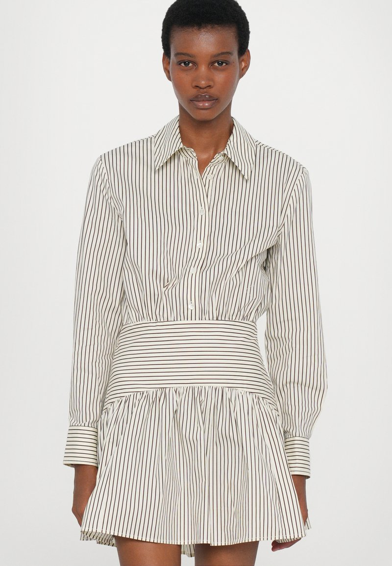 STAUD ROCCO MINI DRESS - Shirt dress - ivory/dark oak/off-white - Zalando.ie STAUD ROCCO MINI DRESS - Shirt dress - ivory/dark oak/off-white - Zalando.ie