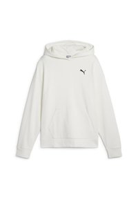 Felpa bianca con cappuccio realizzata in morbido tessuto. Presenta una tasca a marsupio e un piccolo logo Puma nero sul petto. Vestibilità rilassata e maniche lunghe.