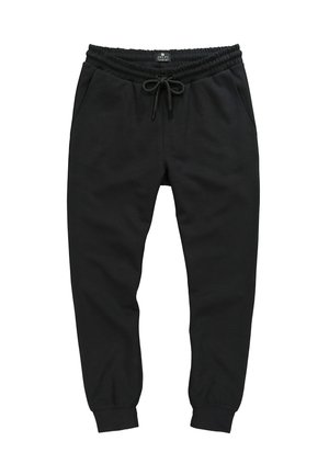 Pantaloni jogger neri realizzati in morbido tessuto, con vita elastica e cordoncino, tasche laterali e polsini aderenti alla caviglia.