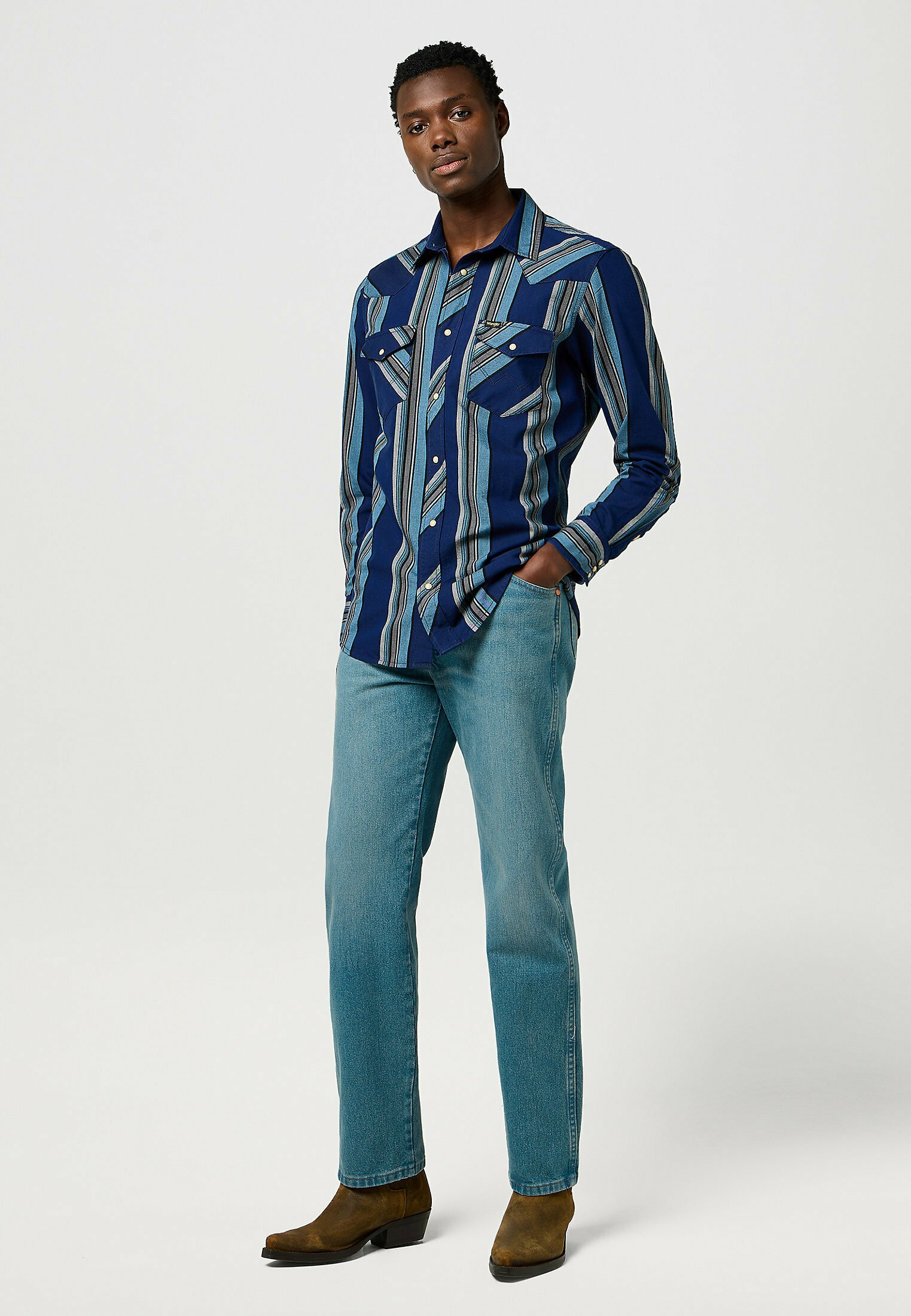 Wrangler 13MWZ - Straight leg jeans - iron forge/grey denim