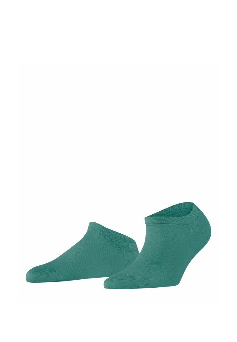Teal enkelsokken van rekbaar materiaal met een soepele textuur, voorzien van een ribbelboord en een naadloze teen voor comfort.