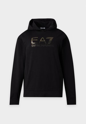 EA7 Emporio Armani, TRAIN VISIBILITY HOODIE - Felpa con cappuccio - black/gold-coloured