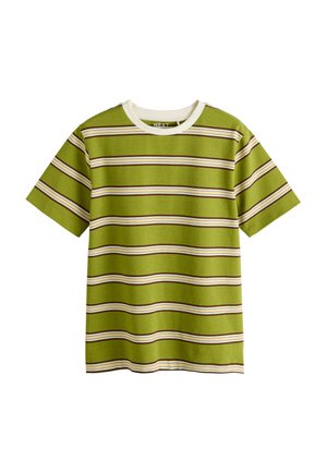 Next, REGULAR FIT - HEAVYWEIGHT CREW NECK T-SHIRT - Print T-shirt - green stripe