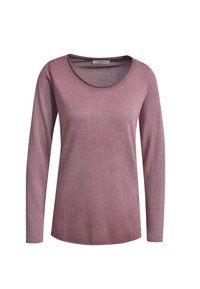 Langärmliges Hemd in gedämpftem Mauve, mit runder Ausschnittform und weichem, strukturiertem Stoff in entspannter Passform. Keine Muster oder sichtbaren Hardwareelemente.