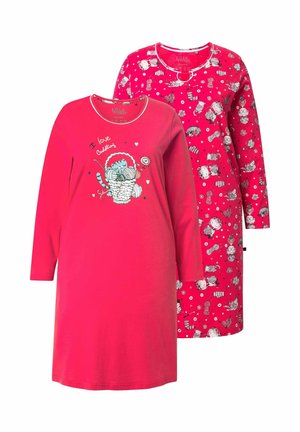2ER-PACK KATZEN RUNDHALS  - Longsleeve - magenta