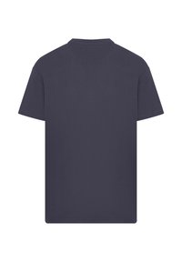 Navyblaue Baumwoll-T-Shirt, kurze Ärmel, Rundhalsausschnitt, schlichtes Design ohne sichtbare Logos oder Muster, weiche Textur, normale Passform.